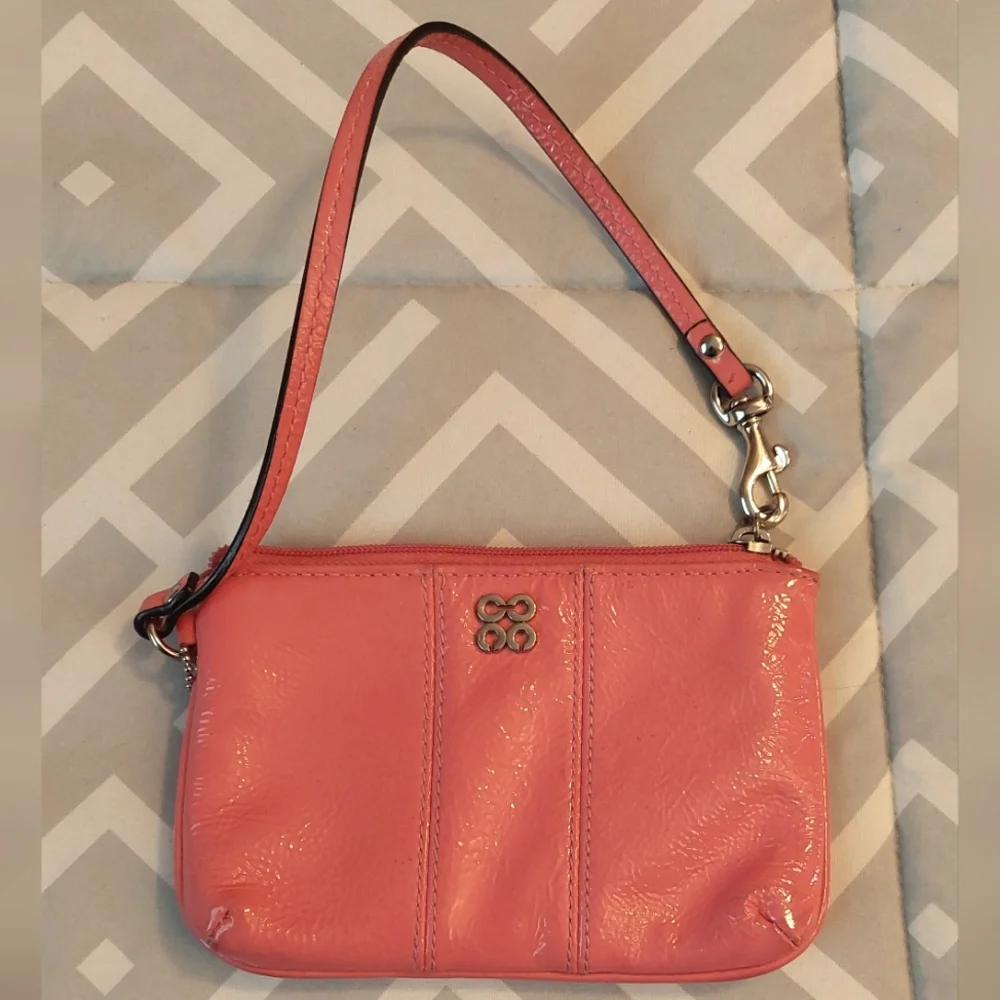 COACH Shiny Pebbled Leather Wristlet